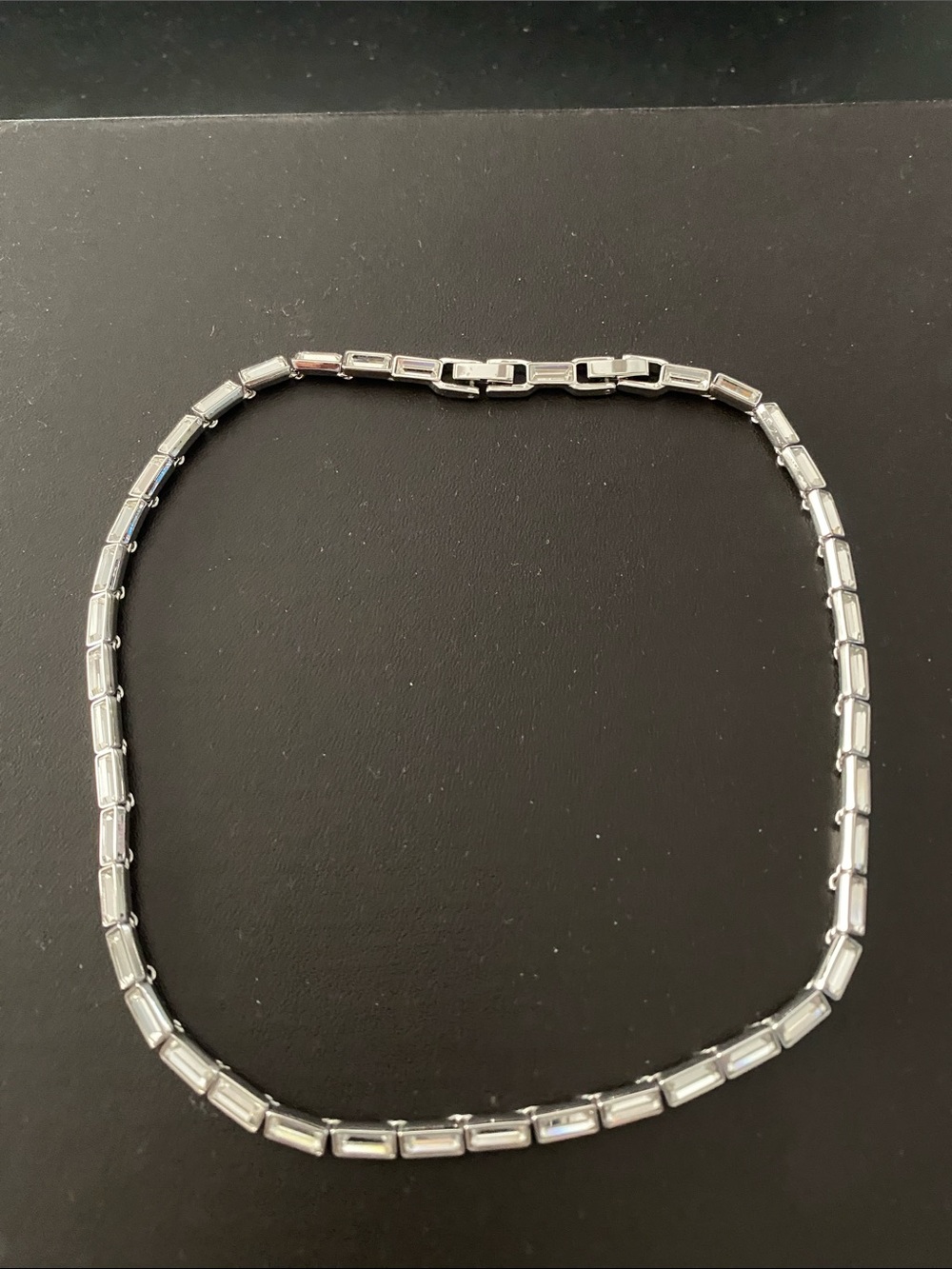 Swarovski Silver Baguette Crystal Link Necklace